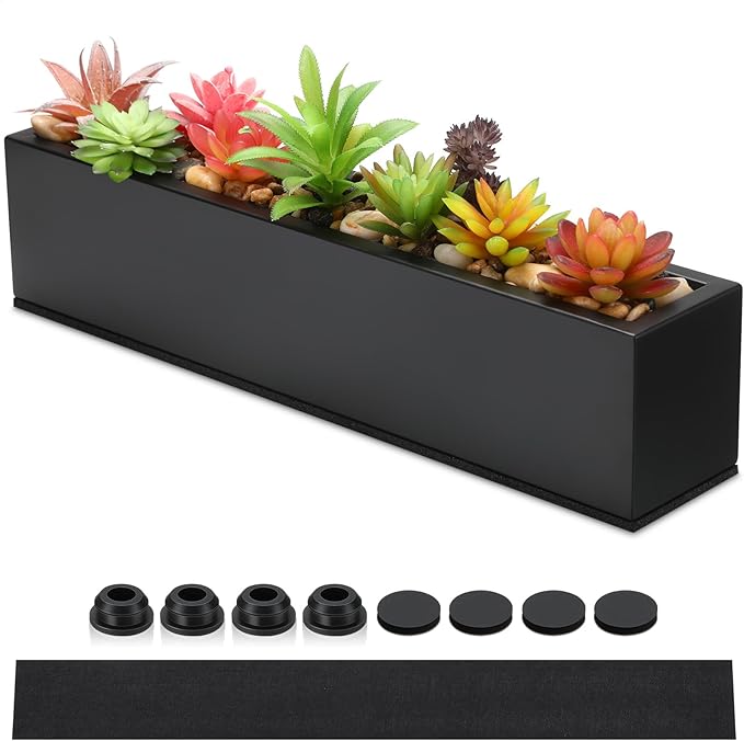 16.1 x 3.2 x 3.5 Inch Long Rectangular Planter Box Window Sill Plant Box Metal by FillTouch