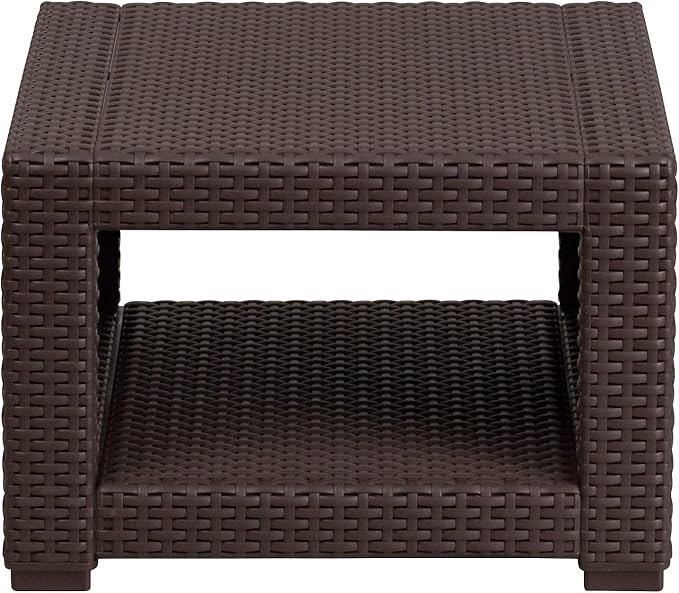 Flash Furniture Seneca Chocolate Brown Faux Rattan End Table - Image 6