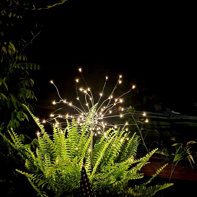 FOOING 8 Pack Solar Garden Lights Solar Firework Lights Waterproof, 200 LED - Image 5