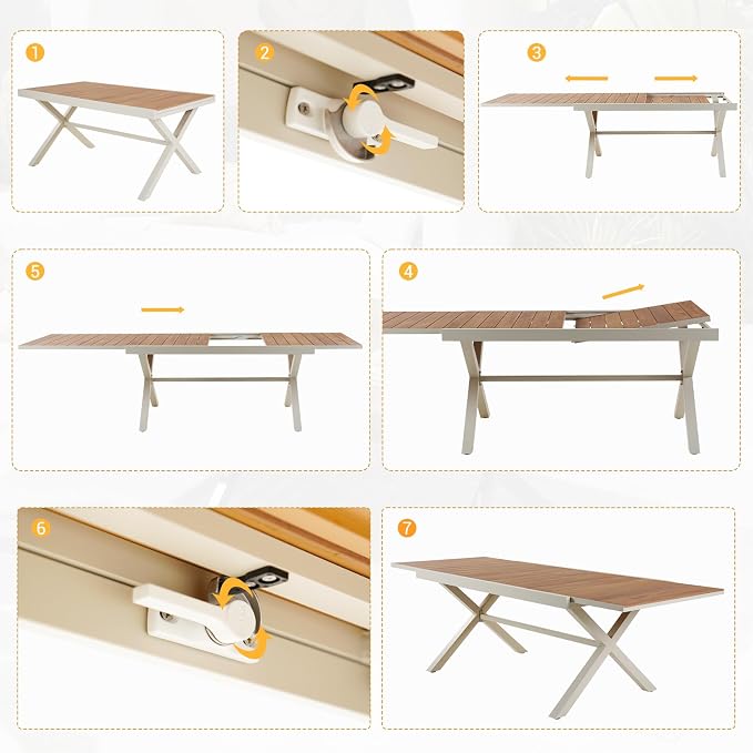 Grand patio Expandable Patio Dining Table, Extra Large 94.5" L x 37" W Outdoor - Image 8