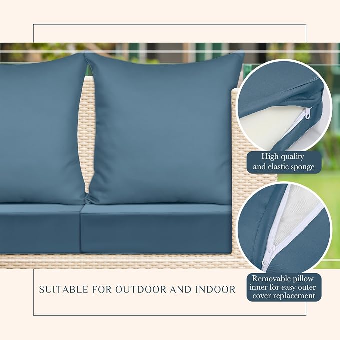 Hoteam 6 Set Outdoor Chair Cushions 20 x 20 Inch Patio Cushions Deep Seat - Image 3