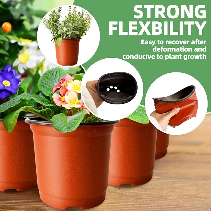 200 PCS Plastic Nursery Pots, 4 Inch Seedling Starting Pot - Image 3