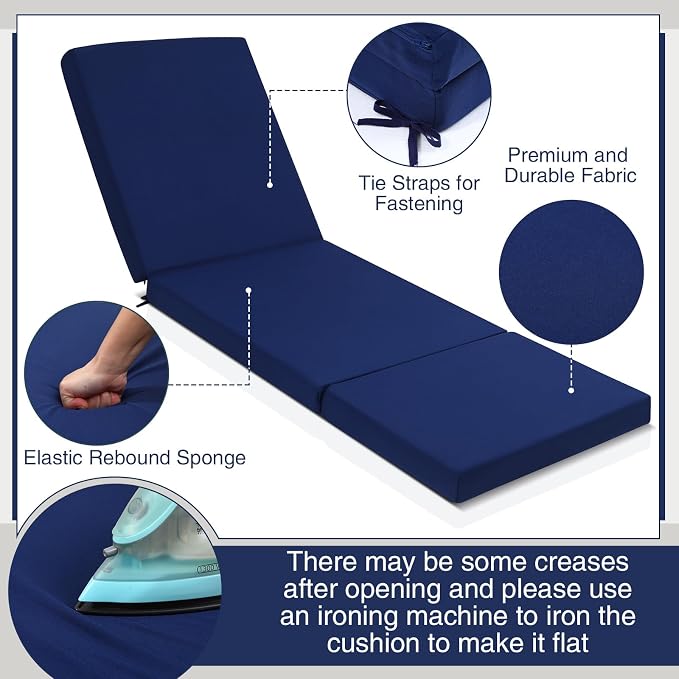 Pinkunn Chaise Lounge Cushion Waterproof Outdoor Lounge Chair Cushions 21 x 72 - Image 3