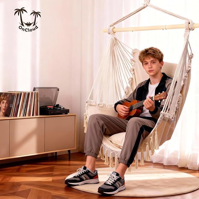 ONCLOUD Hammock Chair Hanging Rope Swing, Load Capacity Up to 550 LBS Macrame - Image 7
