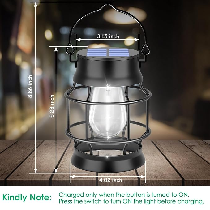 UBright 2 Pack Solar Lantern Lights Outdoor Waterproof Metal Hanging Solar - Image 2