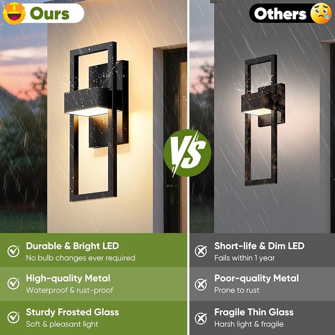 BesLowe 14.5” Modern Outdoor Wall Lights, 3000K LED Exterior Lighting Fixtures - Image 4