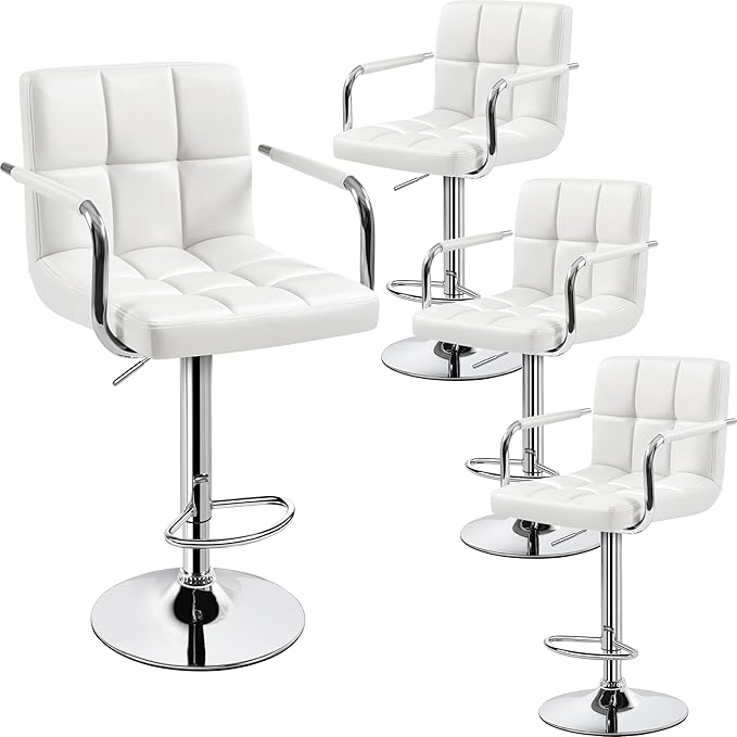 Yaheetech Bart Stools Set of 4, PU Leather Adjustable Barstools by Yaheetech