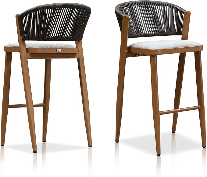 PURPLE LEAF Bar Stool Set of 2 Outdoor Bar Stool Chair by PURPLELEAF