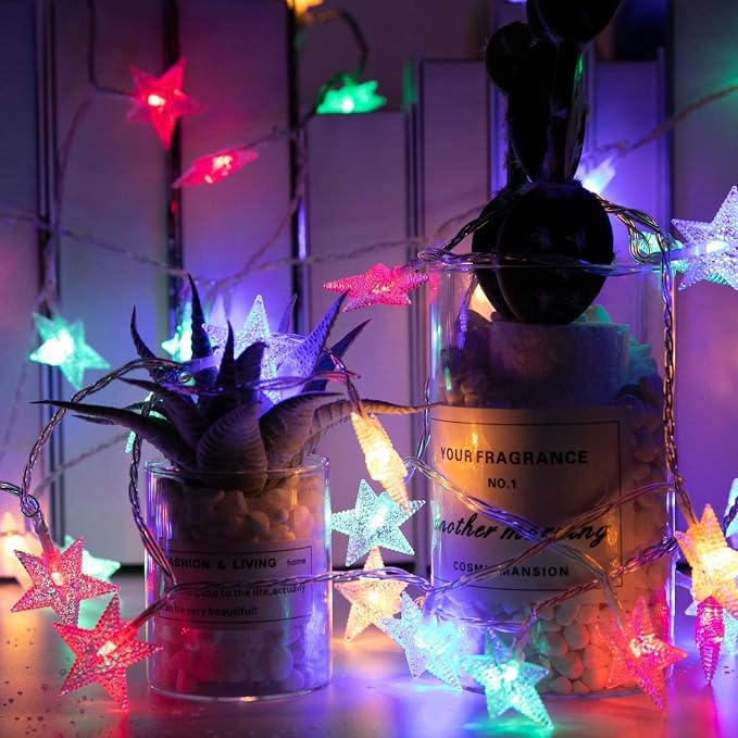 Minetom Star String Lights for Bedroom - 33 ft Plug-in Color Changing Star - Image 8