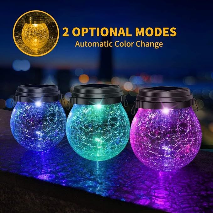 DBF Solar Lanterns Outdoor Waterproof, 4 Pack Hanging Solar Lights Outdoor - Image 3