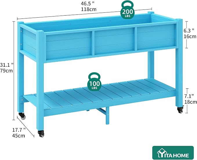 YITAHOME Raised Garden Bed HDPE, Aruba Blue - Image 8
