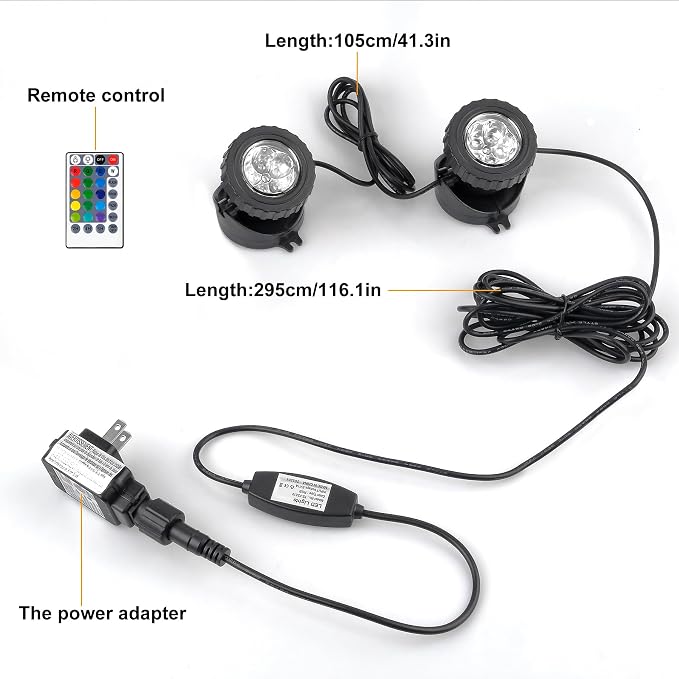 RGB Pond Lights with Timer, LED Underwater Submersible Colorful Landscape - Image 6