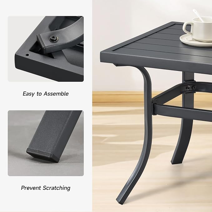 ONBRILL Small Metal Outdoor Coffee Side Table, Steel Coffee Tables - Image 7
