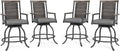 MFSTUDIO Outdoor Counter Height Bar Stool Set of 4, Swivel Rattan Backrest by MFSTUDIO