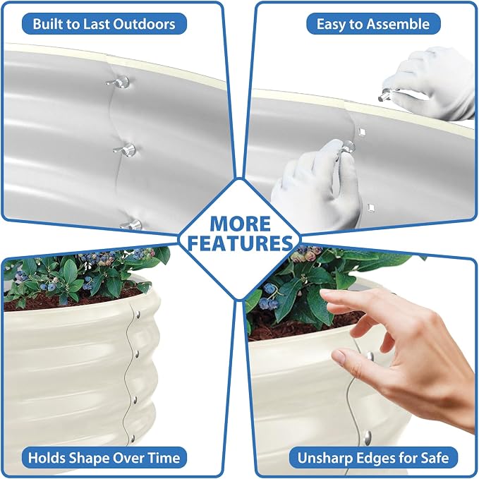 Round Galvanized Raised Garden Bed, Easy DIY Assembly, Above Ground Gardening - Image 6