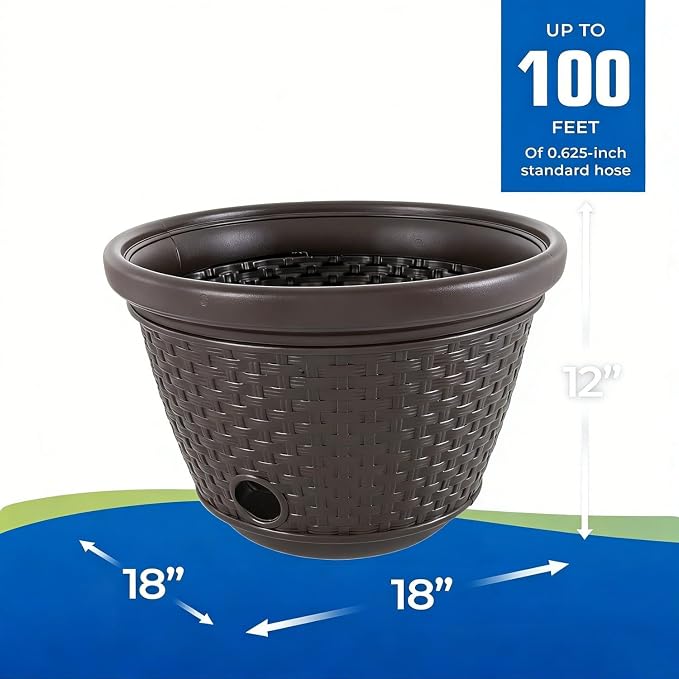 Decorative Wicker Garden Hose Holder Pot - Image 2