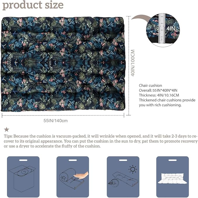 Outside Benches Cushion with Backrest, Thicken Waterproof Swing Cushions 2/3 - Image 3