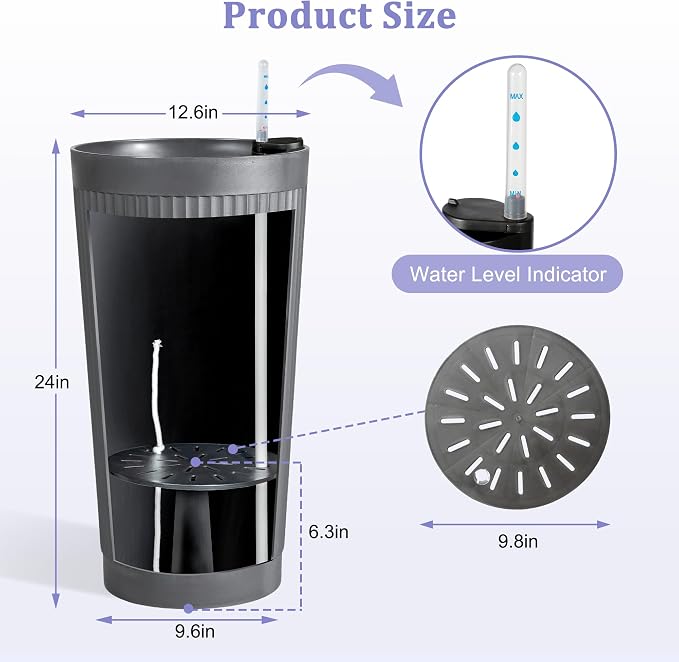 24in Tall Self-Watering Planters Set of 2 - Image 4