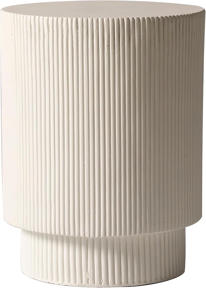 LeisureMod Modern Side Table Round Fiberstone Top Accent End Table by LeisureMod