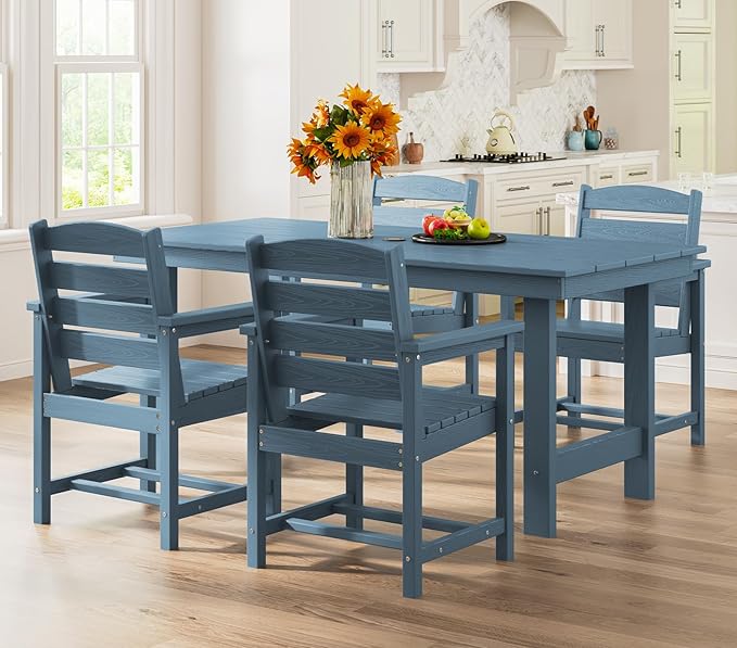 SERWALL Patio Table Set, Outdoor HDPE Dining Furniture - Image 9