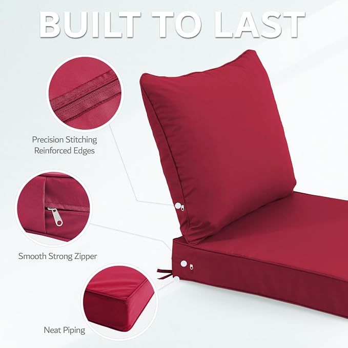 24x24 Inch Outdoor Chair Cushions Set of 2, Patio Furniture Cushions - Image 6