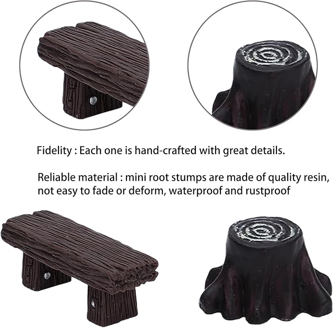 ONEST 18 Pieces Garden Miniature Accessories Mini Table and Chairs Village - Image 3