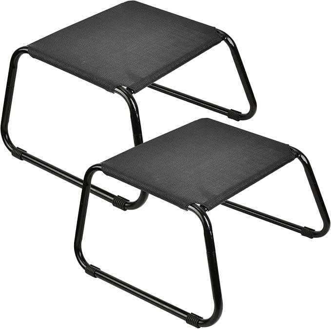 Outdoor Ottomans, Patio Foot Rest Portable Side Table Solid Steel Frame Small by Deugold