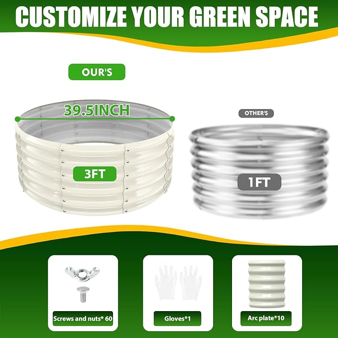17" Tall Elevated Round Metal Rised Garden Bed- 3.3'x3.3' in Size and 0.8MM - Image 4