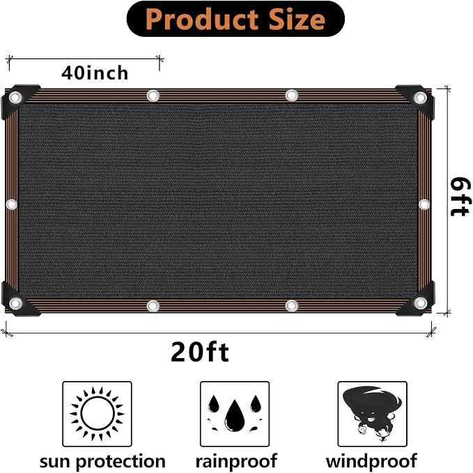 Garden Shade Cloth, 80%-90% Resistant Sun Shade Neting Mesh Tarp - Image 2