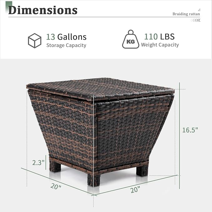 Outvita Outdoor Side Table, Rattan Coffee Table - Image 3