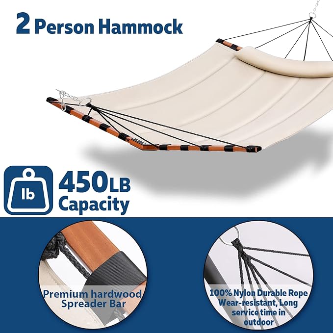 TegerDeger 12FT 2 Person Hammock Large Hammock 450LB Capacity - Image 4