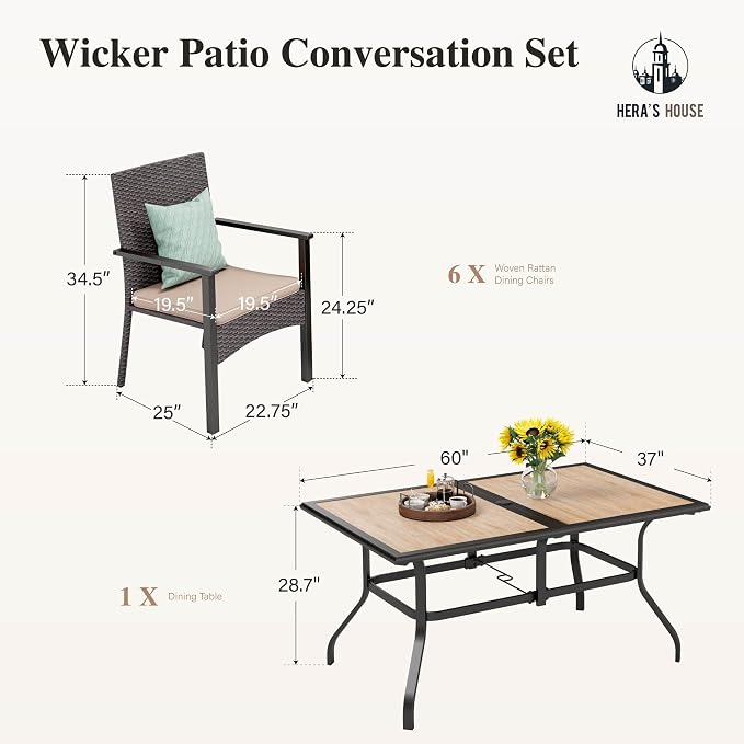 HERA'S HOUSE 7 PCS Outdoor Dining Sets - Image 7