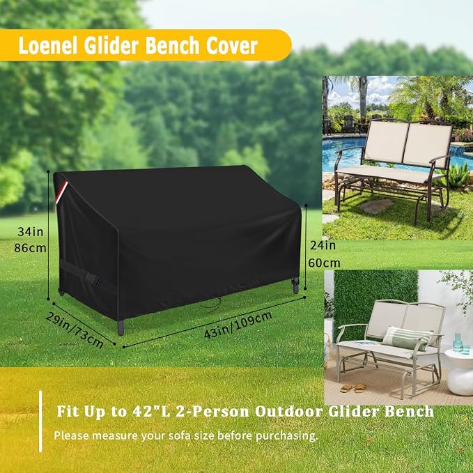 Outdoor Loveseat Cover for 2-Person Patio Swing Glider Steel Bench Loveseat - Image 3
