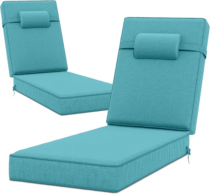 72 x 21 x 4 Inch Olefin Chaise Lounge Cushions, Lounge Chair Cushions by Unknown