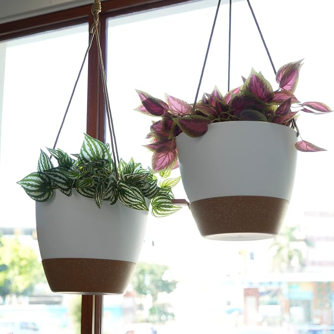 10 Inch Self Watering Hanging Pots, 2 Pack Hanging Planters - Image 6
