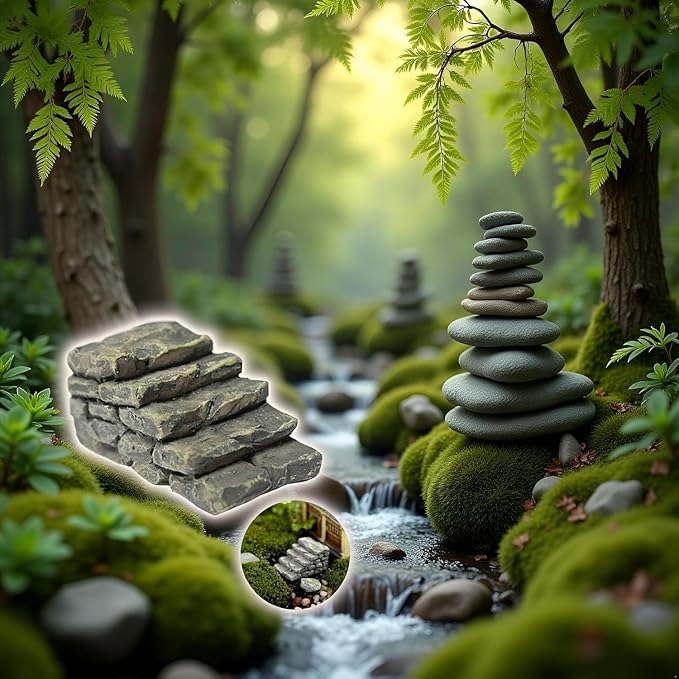 3Pcs Miniature Resin Bridge Stair Stone Straight Bridge Stairs Steps Garden - Image 5