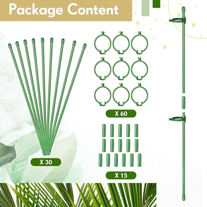 meekoo 30 Pcs Adjustable Garden Plant Support Stakes Single Stem Plant Cage - Image 4
