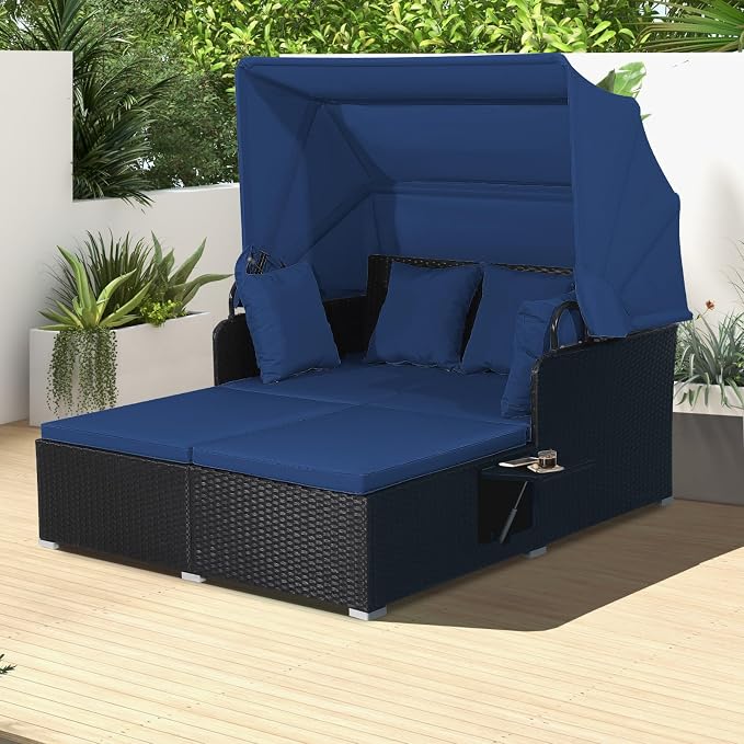 ORALNER Outdoor Daybed, 2-Person Wicker Patio Sofa by ORALNER