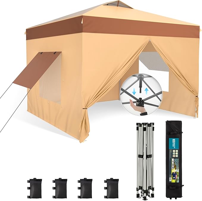 Sophia & William Canopy Tent Pop Up 10x10 ft One Person Push Set Up Canopies by SophiaWilliam