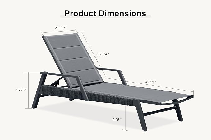PURPLE LEAF Outdoor Chaise Lounge 2 Pieces Patio Recliner Sunbathing Tanning - Image 2