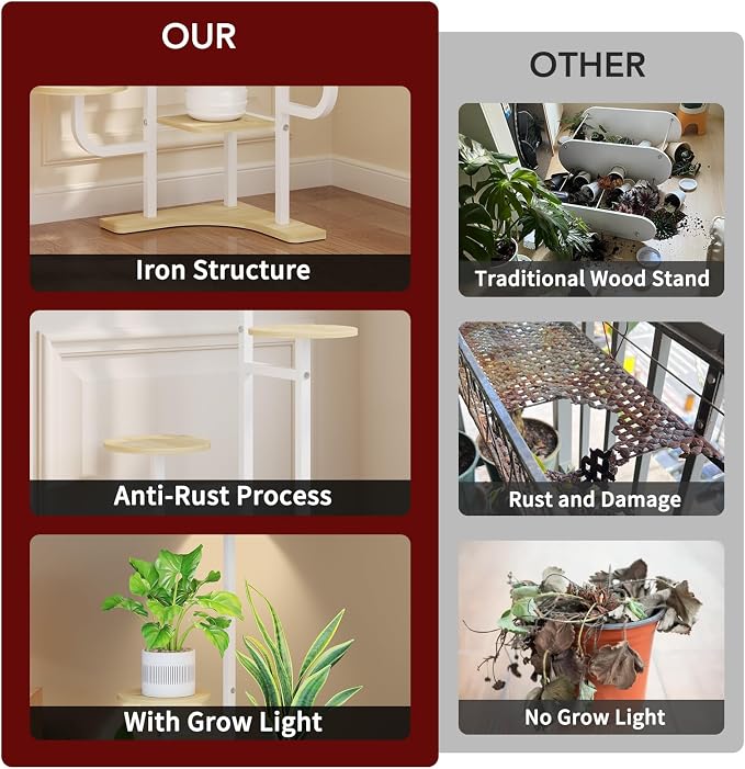 Corner Plant Stand with Grow Light - Image 4