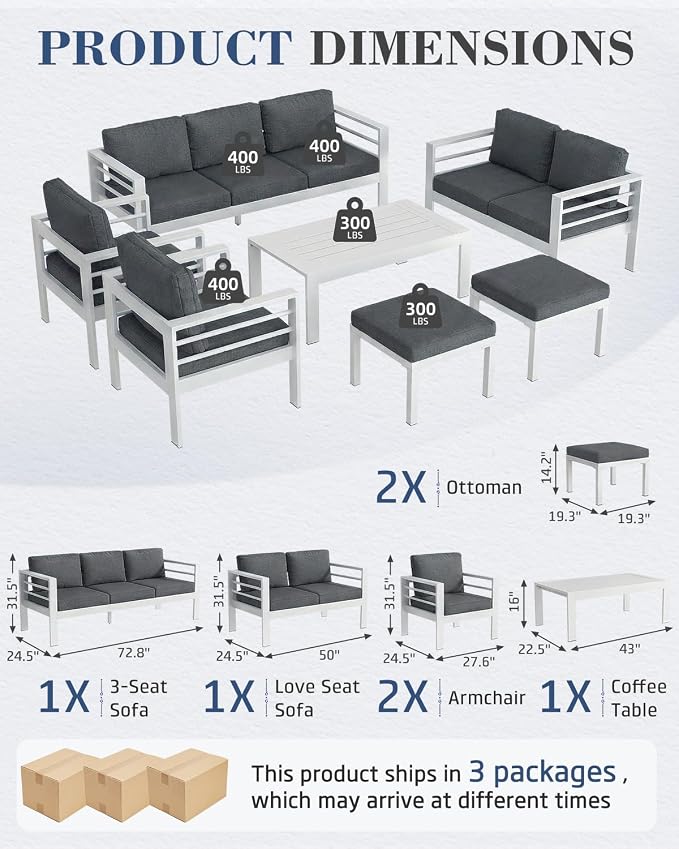 AECOJOY Aluminum Patio Furniture Armchair - Image 2