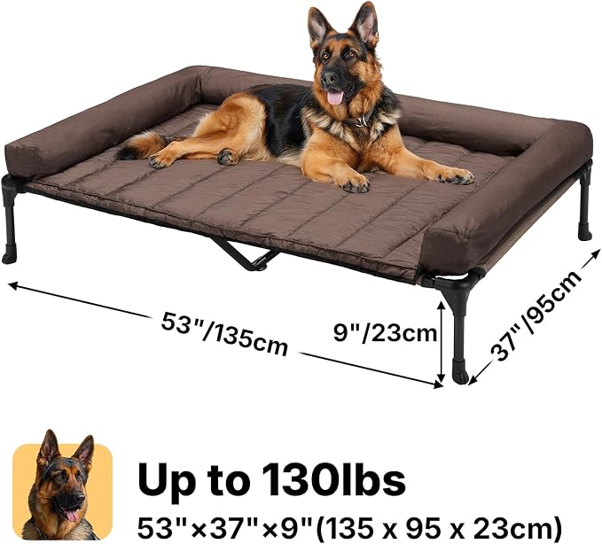 Veehoo Cooling Elevated Dog Bed Add Removable Waterproof Bolster Cushion Mat - Image 5