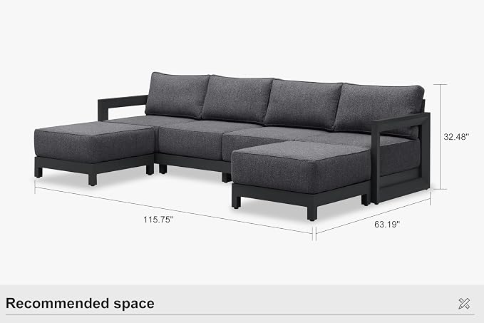 PURPLE LEAF Patio Furniture Set U-Shaped Outdoor Couch - Image 9