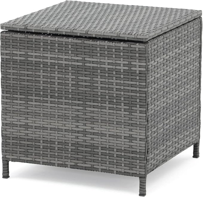 Verano Garden Outdoor Wicker Side Table, Small Storage Rattan Wicker End Table - Image 8