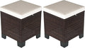 Outsunny 2 Pieces Outdoor Patio Ottomans, All Weather Wicker Outdoor Footstools by Outsunny