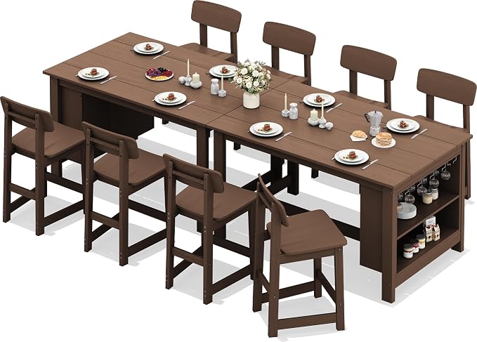 SERWALL 10-Piece HDPE Counter Height Dining Table Sets - Image 8