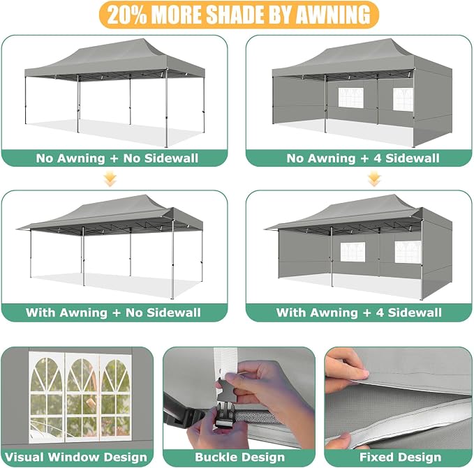 COBIZI 10x20 Pop Up Canopy Tent - Image 7