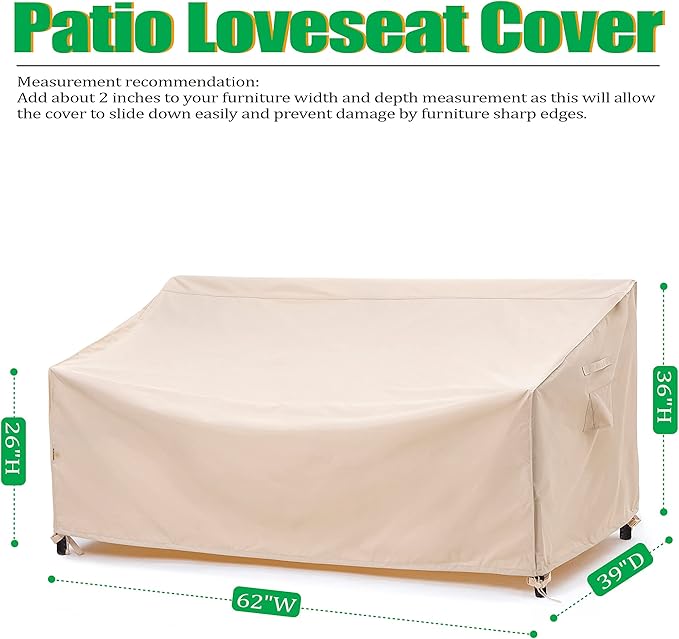 F&J Outdoors Waterproof UV Resistant Heavy Duty 2 Seater Patio Loveseat Cover - Image 2