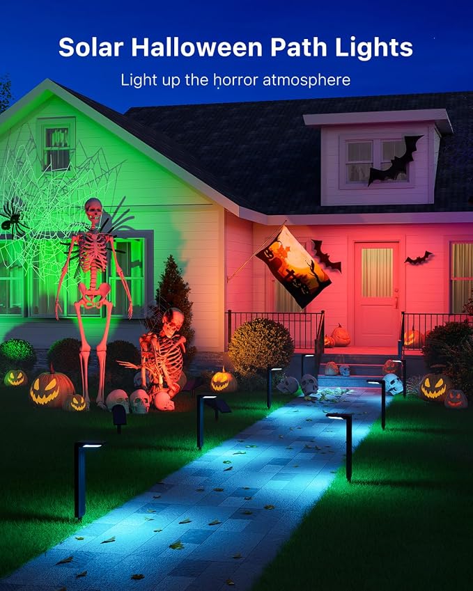 6 Pack Color Changing Solar Pathway Lights Outdoor Waterproof 20 LED Solars - Image 8